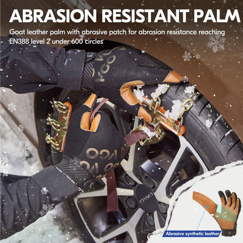 Vgo... 1-Pair -4? or above 3M Thinsulate C100 Winter Warm Waterproof Light Duty Mechanic Glove, High Dexterity, Anti-abrasion, Rigger Glove (Size XL, Brown, GA9603FW) - Image 4